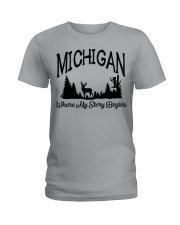 Michigan where my story begins Ladies T-Shirt tile