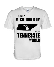 MICHIGAN GUY IN TENNESSEE V-Neck T-Shirt tile