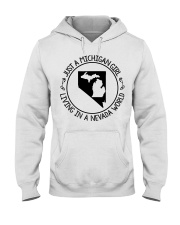 MICHIGAN GIRL LIVING IN NEVADA Hooded Sweatshirt tile