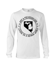 MICHIGAN GIRL LIVING IN NEVADA Long Sleeve Tee tile