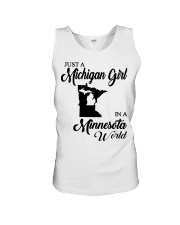 MICHIGAN GIRL IN MINNESOTA Unisex Tank tile