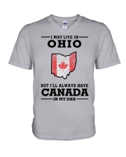 LIVE IN OHIO CANADA IN MY DNA V-Neck T-Shirt tile