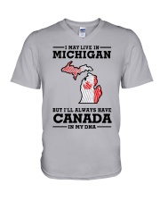 LIVE IN MICHIGAN CANADA IN MY DNA V-Neck T-Shirt tile