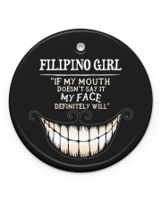 If My Mouth Filipino Girl Circle ornament - single (porcelain) front
