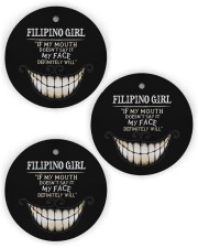 If My Mouth Filipino Girl Circle Ornament (Wood tile