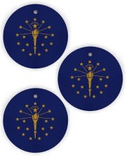 Flag Indiana Circle Ornament (Wood tile