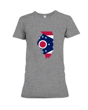 OHIO FLAG IN ILLINOIS Premium Fit Ladies Tee tile