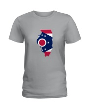 OHIO FLAG IN ILLINOIS Ladies T-Shirt tile