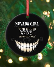 If My Mouth Nevada Girl Circle ornament - single (porcelain) custom-circle-ornament-single-porcelain-lifestyle-11