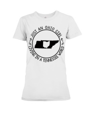 OHIO GIRL LIVING IN TENNESSEE Premium Fit Ladies Tee tile