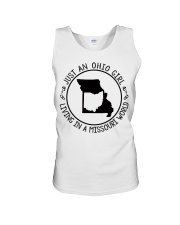 OHIO GIRL LIVING IN MISSOURI Unisex Tank tile