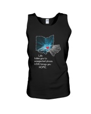 OHIO NORTH CAROLINA LOVE BRINGS YOU HOME Unisex Tank tile