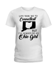 OHIO GIRL LIFE TOOK ME TO CONNECTICUT Ladies T-Shirt tile