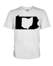 MAP OHIO IN PENNSYLVANIA V-Neck T-Shirt tile