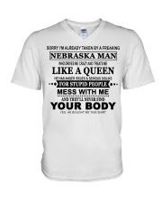 Like A Queen - Nebraska Man V-Neck T-Shirt tile