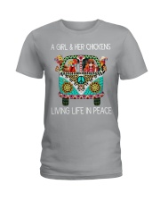A Girl And Her Chickens Ladies T-Shirt tile