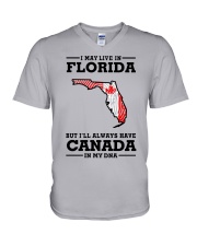 LIVE IN FLORIDA CANADA IN MY DNA V-Neck T-Shirt tile