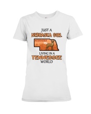Nebraska Girl Living In Tennessee Premium Fit Ladies Tee tile