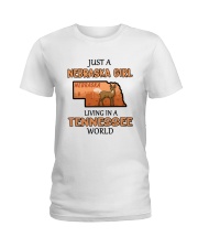 Nebraska Girl Living In Tennessee Ladies T-Shirt tile