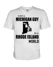 MICHIGAN GUY IN RHODE ISLAND V-Neck T-Shirt tile