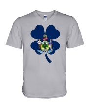 Flag Maine Four Leaf Clover V-Neck T-Shirt tile