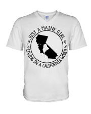MAINE GIRL LIVING IN CALIFORNIA V-Neck T-Shirt tile