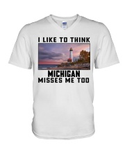 Michigan Misses Me Too V-Neck T-Shirt tile