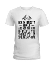 Put on speakerphone - not - North Dakota girls Ladies T-Shirt tile