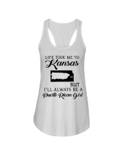 LIFE TOOK ME TO KANSAS BE A PUERTO RICAN GIRL Ladies Flowy Tank tile