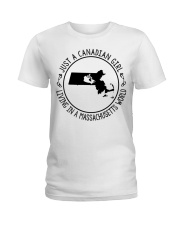 CANADIAN GIRL LIVING IN MASSACHUSETTS Ladies T-Shirt tile