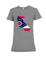 OHIO FLAG IN CALIFORNIA Premium Fit Ladies Tee tile