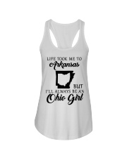OHIO GIRL LIFE TOOK ME TO ARKANSAS Ladies Flowy Tank tile