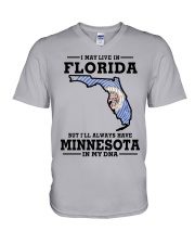 LIVE IN FLORIDA MINNESOTA IN MY DNA V-Neck T-Shirt tile