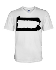 MAP PUERTO RICO IN PENNSYLVANIA V-Neck T-Shirt tile