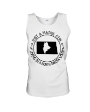 MAINE GIRL LIVING IN NORTH DAKOTA Unisex Tank tile