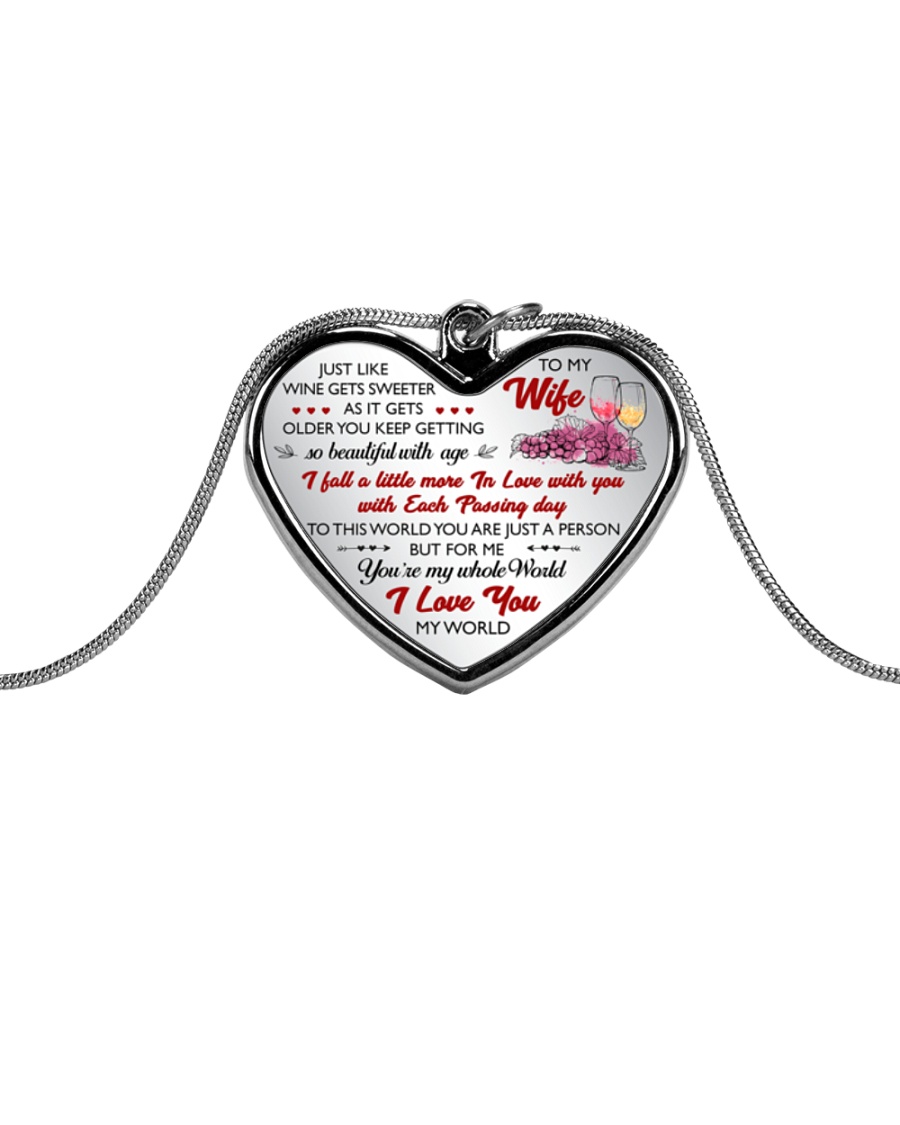 TO MY WIFE Metallic Heart Necklace
