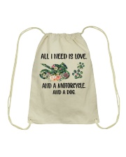 Love Motorcycle And Dog Drawstring Bag tile