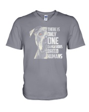There Is Only One Dangerous Breed Humans V-Neck T-Shirt tile