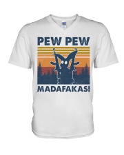 Rabbit Pew Pew Madafakas V-Neck T-Shirt tile