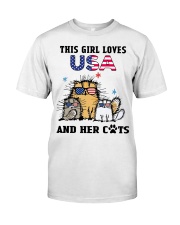 This Girl Loves USA And Her Cats Classic T-Shirt front