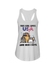 This Girl Loves USA And Her Cats Ladies Flowy Tank tile