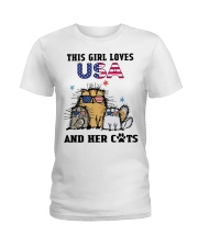 This Girl Loves USA And Her Cats Ladies T-Shirt tile