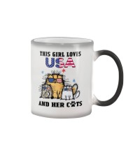 This Girl Loves USA And Her Cats Color Changing Mug tile