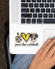 Peace Love Catahoula Sticker - Single (Horizontal) aos-sticker-single-horizontal-lifestyle-front-11