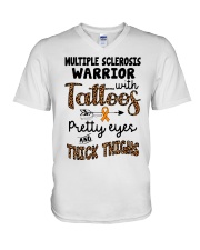 Multiple Sclerosis Warrior V-Neck T-Shirt tile
