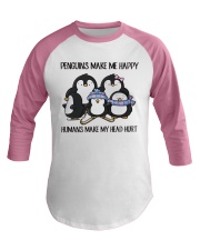 Penguins make me happy Baseball Tee tile