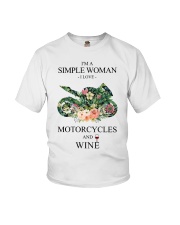 Love Motorcycle And Wine Youth T-Shirt tile