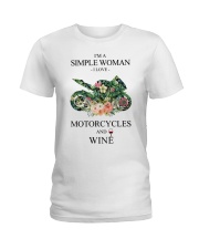 Love Motorcycle And Wine Ladies T-Shirt tile