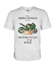 Love Motorcycle And Wine V-Neck T-Shirt tile