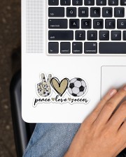 Peace Love Soccer Sticker - Single (Horizontal) aos-sticker-single-horizontal-lifestyle-front-11